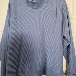 Blue Waffle Knit Women's Top